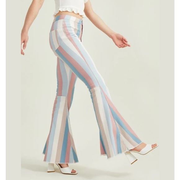 Excellent Condition Altar’d State Ciara Retro Stripe Flared Jeans size M - Picture 3 of 5